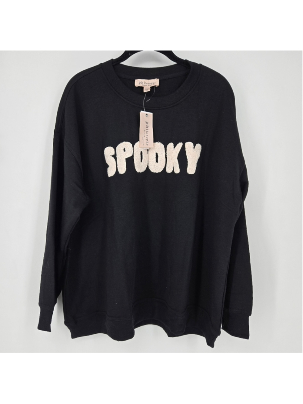 Philosophy Black Fuzzy Spooky Halloween Top Size 1X NWT Plus Size